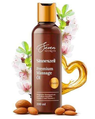 Massageöl für genussvolle Massagen 200ml XXL intimgeeignet (Dermatest: SEHR GUT) - Erotik Massage Öl - Mit wertvollem Mandelöl für intensive Pflege