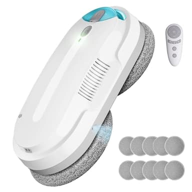 HIXZAP Fensterputzroboter mit Bidirektionaler Ultraschall-Wasserstrahl, Extern und Intern 85 ml Tank, Starker Saugkraft, Kantenerkennung, Gründliche Reinigung, Hinterlässt Keine Spuren (Weiß)