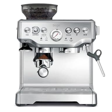 Sage - The Barista Express - Kaffeemaschine mit manuellem Milchaufschäumer & Mahlwerk - Automatisches Mahlen, individueller Milchschaum - Gebürsteter Edelstahl, Milchkännchen mit Temperaturregelung