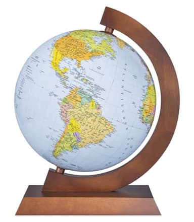 DONAU Politisch-physischer Globus/Durchmesser 32 cm/Karte auf Deutsch/Leuchtglobus aus Holz/Multiglobear-App/Lernhilfe/Schreibtischdekoration/Für Kinder und Erwachsene