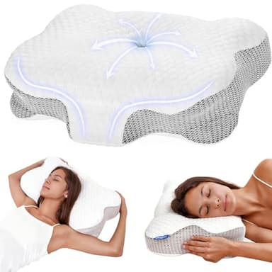 Dozion Nackenkissen Kopfkissen Memory Foam Kissen, Ergonomisches Kopfkissen Seitenschläferkissen,Halswirbelkissen Stützendes Nackenkissen Schlaf Kissen Pillow für Seiten Rücken & Bauchschläfer(1 Pcs)