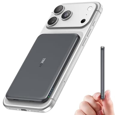 Powerbank für Magsafe, TRKOY Slim Magnetische Power Bank für iPhone 5000mAh, Schnellladung Kabellose Powerbank mit USB-C Ausgang, Externe Handyakkus für iPhone 17/16/15/14/13/12 Serie