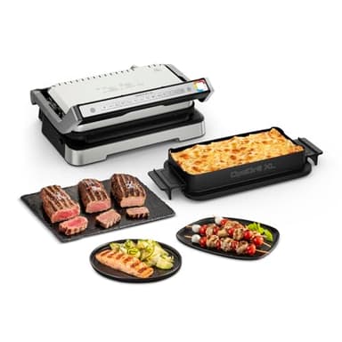 Tefal OptiGrill 4in1 XL Kontaktgrill mit Backschale, Aufklappbar, Tischgrill, 12 Programme, Garstufenanzeige, Elektrogrill, Backofen, GC784D10