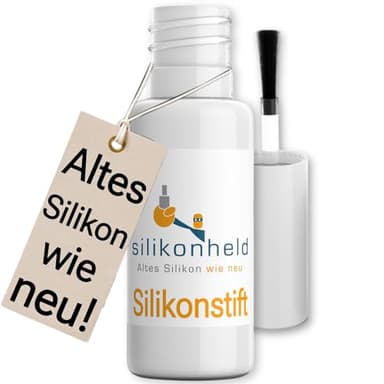Silikonheld Silikonstift Weiß - Silikonfarbe zur Erneuerung von Silikonfugen ohne Silikonentferner - Fugenfarbe Silikon - Made in Germany - 1 x 8ml