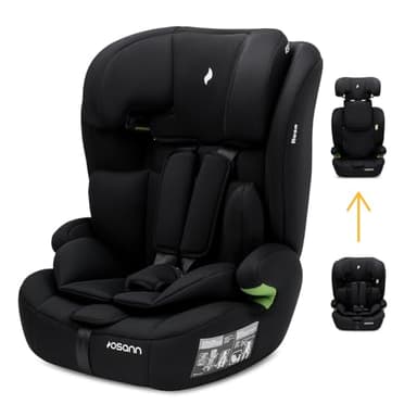 Osann Resa Kindersitz 76–150 cm, mitwachsender i-Size Kinderautositz ab 1 Jahr, ohne Isofix, mit 5-Punkt-Gurt bis 105 cm, 14-fach höhenverstellbare Kopfstütze, Black
