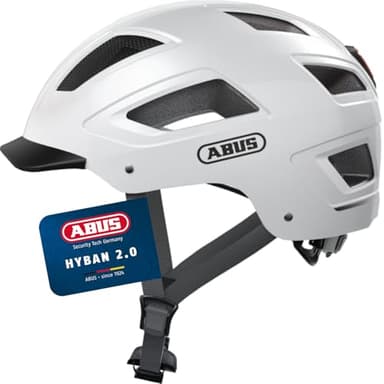 ABUS HYBAN 2.0 Fahrradhelm, Weiß (Polar White), M, M (52-58 cm)