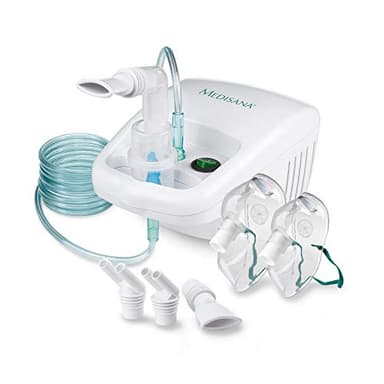 Medisana IN 500 Inhalator, Inhalationsgerät mit Mundstück und Maske für Erwachsene und Kinder, Vernebler Inhaliergerät bei Erkältung oder Asthma mit extra viel Zubehör
