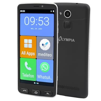 Olympia NEO+ schwarz Seniorenhandy | Senioren Smartphone mit großem Display & Notruftaste | Extra einfache Bedienung | Seniorenhandy mit Whatsapp | Android 15 | Senioren Handy 4G LTE |Seniorenhandys