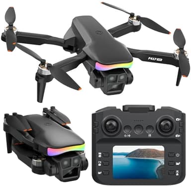 Fakjank F417PRO Drohne mit Kamera 1080P für Kinder und Erwachsene, Mini Drohne mit Bildschirm, Duale 90° Linse, LED, Optischer Fluss, Anfänger Drohne, Modularer Akku, Headless, 3D-Flip, Koffer