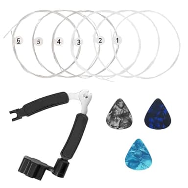 Kalexion Gitarrensaiten Klassische Gitarre - Nylon Saiten mit Silberbeschichtung, 6er Satz für Konzertgitarre, Westerngitarre und Akustikgitarre, Medium, mit 3 Plektren & 3-in-1 Werkzeug