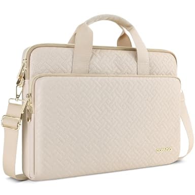 DOMISO Laptoptasche 17 zoll Laptop Hülle Tasche Kompatibel mit 16+ zoll 17-17,3 zoll HP Dell ASUS Lenovo Chromebook Notebook Schutzhülle,Laptophülle Damen Sleeve mit Schultergurt,Beige