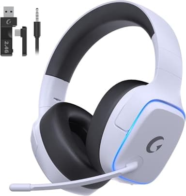 Gvyugke Wireless Gaming Headset mit Mikrofon für PS5/PS4/PC/Switch/Mac, 2.4GHz & BT 5.3 Kabellos (≤20ms) & 3.5mm Kabel Kopfhörer, Noise Cancelling Mic, 7.1 Surround, 70H Akku, RGB, Faltbar