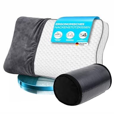 Antischnarchkissen 60x35cm - Seitenschläferkissen mit Memory Foam Füllung - Ergonomisches Kopfkissen - Premium Nackenstützkissen - Orthopädisches Kissen - Bequemes Schlafkissen & Nackenkissen