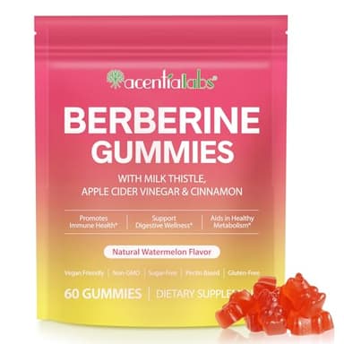 Berberin-Gummibärchen – Mit Mariendistel, Apfelessig Und Zimt, Hochwirksames Berberin-Präparat, Fördert Die Gesundheit Des Immunsystems, Unterstützt Den Stoffwechsel, Wassermelonen-Geschmack 60 Stück