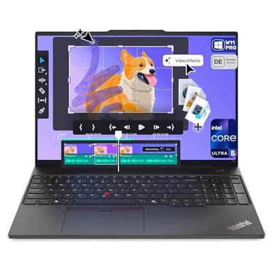 Lenovo ThinkPad E16 Gen 2 Business Laptop, Intel Core Ultra 5-125H, 16 GB DDR5 RAM, 1 TB PCIe SSD, 16" FHD+ Display, Integrated Intel Arc Graphics, Backlit QWERTZ Tastatur, Windows 11 Pro, Black