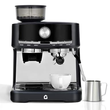 Euker 20-Bar-Espressomaschine Mit Mahlwerk Und Milchaufschäumer, Professionelle Kaffeemaschine Mit 1,5 L Abnehmbarem Wassertank, 30 Mahlgradeinstellungen & 58 Mm Siebträger Für Latte Und Cappuccino