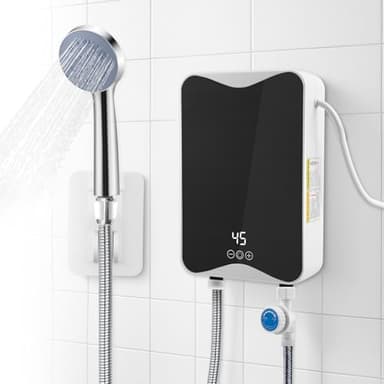 Elektrischer Durchlauferhitzer, 5500 W 230 V Warmwasserbereiter mit LED-Temperaturanzeige, 30–55 °C Mini Instant Elektro Wassererhitzer, IPX4 Wasserdichter für Dusche, Badezimmer, Küche