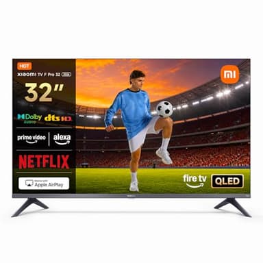 Xiaomi TV F Pro 32, 32 Zoll (81 cm), QLED, Smart TV, Fire OS7, Triple Tuner DVB-C/S/S2/T/T2,Dolby Audio™, DTS Virtual:X, DTS-HD, Sprachsteuerung mit Alexa, Kompatibel mit Apple AirPlay