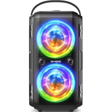 180W PEAK Musikbox Bluetooth Lautsprecher Groß, W-KING 80W Party Boom Box Laut Bluetooth Box Kabelloser, Natürlich Tiefer Bass/4 Treiber 2*4.04'' Woofer, Riesig 105dB Sound, IPX5/LED/24H/USB/TF/AUX/EQ