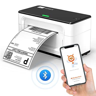 MUNBYN Etikettendrucker Bluetooth, Thermodrucker, Label Drucker 4x6 DHL UPS GLS Versandetiketten Drucker, Thermal Printer, Ettiketiergerät für Ebay, Amazon, Etsy, Shopify, 941B, Weiß