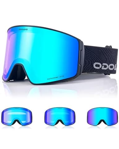 Odoland Skibrille Selbsttönend für Sonnige und Bewölkte Tage, Anti-Nebel Snowboard Brille für Herren Damen, UV-Schutz Ski Goggles, Schneebrille Photochrom
