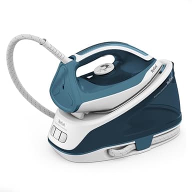 Tefal SV6115 Express Essential Dampfbügelstation|5,2 bar|Dampfstoß: 280 g/Min.,Dauerdampfmenge: 120 g/Min.|Calc Clear-Technologie|Xpress Glide Bügelsohle|2200W| 1.4L|36.2x17.9x25.6 cm,Blau/Weiß