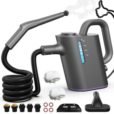 AbleMark Dampfreiniger Handgerät 550ML Tank,15s Schnellaufheizung Tragbarer Dampfreiniger mit 16 Zubehör,1500W Chemiefrei Handdampfreiniger für Küche, Bad, Fugen, Fenster, Auto & Polster