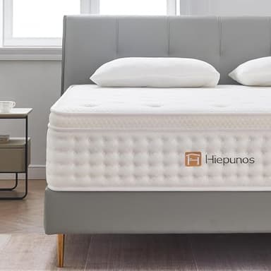 Hiepunos Matratze 180x200 cm 26cm Höhe 7-Zonen Federkernmatratze Orthopädische Taschenfederkernmatratze mit Comfort Memory-Schaum Schicht, Härtegrad H3, Rückenentlastende,100 Nächte Probeschlafen