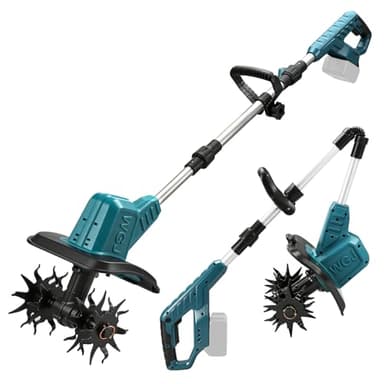 Akku Gartenfräse für Makita 18V Akku (Ohne Akku), 550W Bürstenloser Bodenhacke mit 20cm Arbeitsbreite,15cm Arbeitstiefe, Elektro Motorhacke für Rasen-/Bodenbearbeitung
