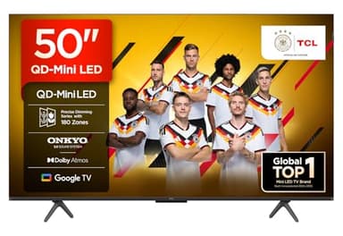 TCL 50 Zoll 50Q6C QLED Mini LED Fernseher, 4K HDR Premium, Dolby Vision IQ & Atmos, Onkyo 2.1, Smart Google TV, 144Hz Motion Clarity Pro, AMD FreeSync Premium Pro, HDMI 2.1, AirPlay 2