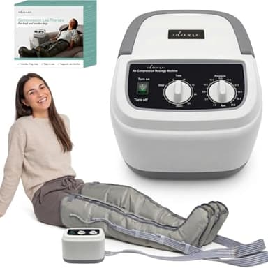 Edicare, Lymphdrainage Gerät, für Beine, Füße, Arme und Unterleib, Massagegerät, Einfaches Einstellbar und Anwendung, 6 Luftkammern, professionelle Wirksamkeit (Gerät und Beinschlaufen)
