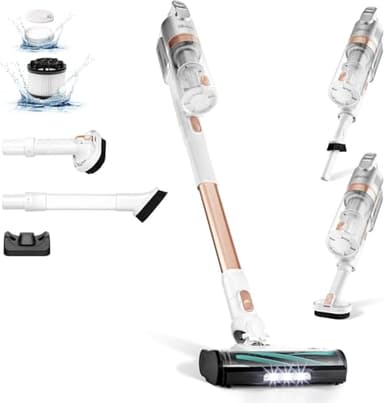 Levoit Akku Staubsauger mit Anti-Haar-Verwicklung, max 50Min Laufzeit, Akkustaubsauger mit 99,9 Prozent Filterleistung, 4 in 1 Kabelloser Akkusauger für Teppich, Hartboden, Auto, Tierhaare, LVAC 200
