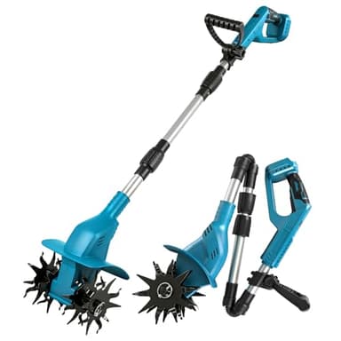 Kabellose Gartenfräse kompatibel mit Makita 18V Akku (ohne Akku), 500W bürstenlose Bodenhacke mit 16cm Frästiefe und 20cm Fräsbreite, Elektrofräse für Garten, Hof