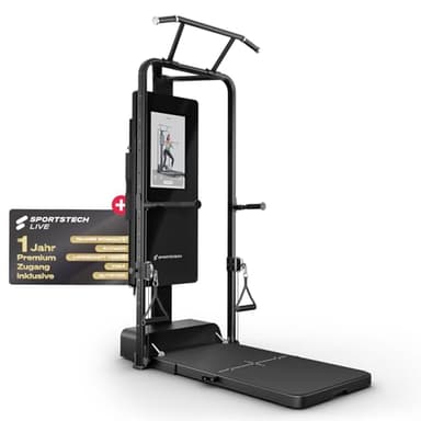 Sportstech sGym Pro – multifunktionale klappbare Kraftstation für Zuhause, 21" Display, 400+ Übungen, 13-Fach verstellbare Kabelzüge, Spotter, inkl.1 Jahr STL-App, platzsparend, Ganzkörpertraining