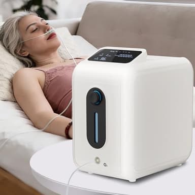 Sauerstoffgerät für Zuhause, Sauerstoffkonzentration 30-96% Sauerstoffkonzentrator tragbar, Durchflussrate 1-9 L/min Einstellbarer sauerstoffgerät, Oxygen Concentrator für den Heim und im Freien