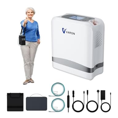 Tragbarer Sauerstoffkonzentrator mit 90% Konzentration, 2KG Leicht, 7 Flussstufen & 2 Modi (Atemsensor/Puls), 1.5-5H Akkulaufzeit, 3 Stromversorgungen (Akku/Netzteil/Auto), für Reisen