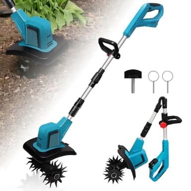 Akku-Bodenhacke für Makita 18V Batterie,550W Gartenfräse akku,15 cm Bodenbearbeitungstiefe,20 cm Bearbeitungsbreite,360RPM,Frästiefe Gartenfräse mit Verstellbarer Zusatzgriff (Ohne Akku)