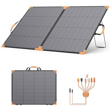 200 Watt Tragbares Solarpanel, 20-V-bifaciales Faltbares Solarladegerät, 23,5% hoher Wirkungsgrad für Kraftwerke, IP68 wasserdicht mit 2 stabilen Stützen für Wohnmobile