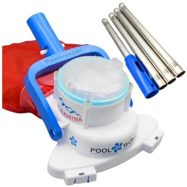 Poolwonder Cleverix Akku Poolsauger – Made in Austria, superleicht & handlich, kabelloser Unterwasser-Sauger zur Reinigung Kleiner Pools, Whirlpools & Aufstellbecken, einfachste Filterentleerung