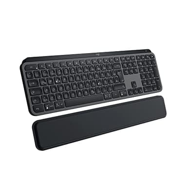 Logitech MX Keys S Plus kabellose Tastatur Uns Palm Rest Low Profile, Fluid Quiet Typing, Programmable, Backlighting, Bluetooth, USB C, Windows PC, Linux, Chrome, Mac, Deutsches QWERTZ - Grau