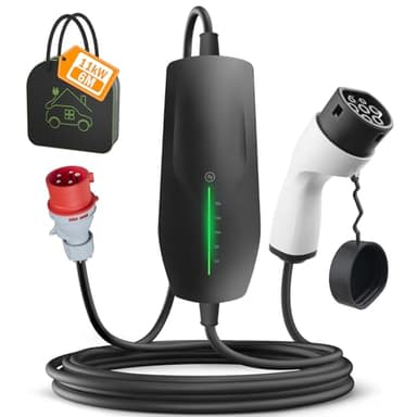 EIDYBOX Typ 2 Mobile Wallbox 11KW mit 16A CEE Stecker, [ 3-phasig | 6A -16A | 6m Ladekabel ] der Tragbare EV Ladegerät, IP66 Wasserdicht Mobile Ladestation für EV PHEV Tragbare Taschen