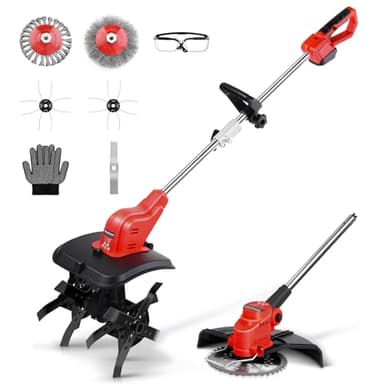 2-IN-1 Gartenfräse Kompatibel Mit Makita Akku 18V, Wohnmobil Elektisch, Bodenhacke & Rasentrimmer Set, Gartenfräse 980W, Bodenhacke Ackerfräse Kultivator, Elektro Hack, Motorhacken (ohne Akku)