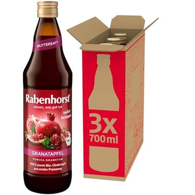 RABENHORST Granatapfel Muttersaft BIO 3er Pack (3 x 700 ml) - 100 % purer Granatapfel-Direktsaft aus erster Pressung