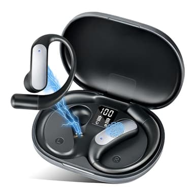 KI Übersetzer Kopfhörer, 140 Sprachen mit ENC/App Übersetzungskopfhörer in Echtzeit, Bluetooth 5.4 Translator Earbuds, 3-in-1 Open Ear Kopfhörer für Reisen, Business, Lernen (Schwarz)