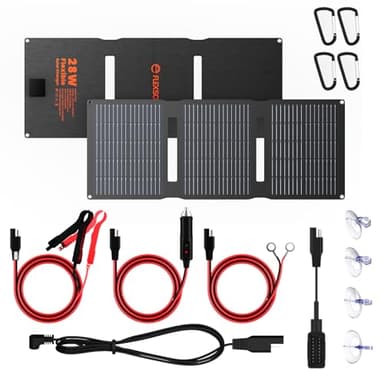 Flexsolar 28W SolarPanel,12V Solar Autobatterie Ladegerät Solarmodul,IP67 wasserdichtes tragbares Batterieladegerät mit USB DC SAE-Anschlusskabel für Auto, Boot, Motorrad, Anhänger usw,Wohnmobil,RV