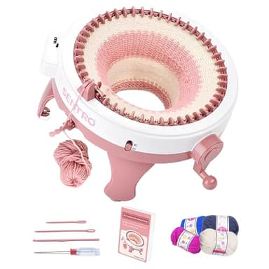 Tiny Thinkers Sentro Strickmaschine XL, Rundstrickmaschine mit 48 Nadeln, 10x schneller als Handstricken, Komplettes Strickset mit E-Book, Wolle & Zubehör, Für Anfänger, Kinder & Fortgeschrittene
