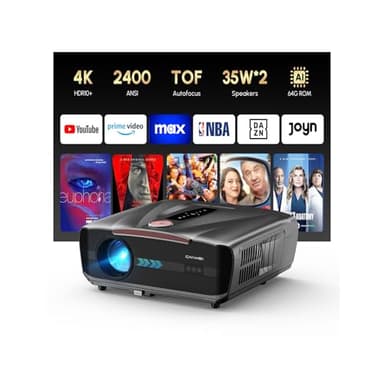 4K-Beamer für Tageslicht [Netflix] 2400 ANSI-Lumen, HDR10+, Ultra HD, HDMI eARC, Smart-Beamer für Heimkino mit AI-PQ, WLAN 6/ Bluetooth 5.4, ToF-Autofokus, DD+, 64 GB, MEMC, LED-Gaming Projektor