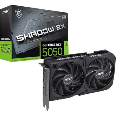 MSI GeForce RTX 5050 8G Shadow 2X OC - 8GB GDDR6 (20Gbps/128-bit), PCIe 5, Boost: 2602 Hz, HDMI 2.1b, DisplayPort 2.1b