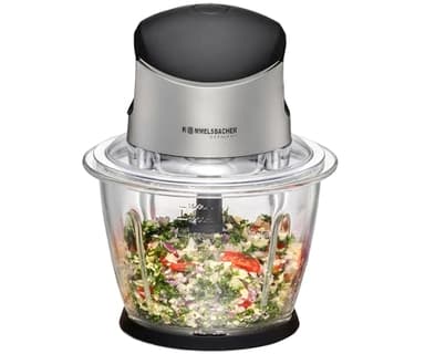 ROMMELSBACHER Multi Zerkleinerer MZ 500 – kraftvoller Motor, 4-flügeliges Spezialmesser aus Edelstahl, 1,5 Liter Glasbehälter, schwarz/Chrom gebürstet, 500 Watt