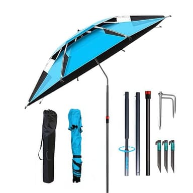 Sonnenschirm Strand Ø 160cm mit Bodenhülse, 360° Schwenk Faltbar Strandschirm mit Tragetasche, Strandschirm Windfest Stabil, Sonnenschutz uv 50 mit Erdspieß, für Balkon, Garten, Terrasse, Strand